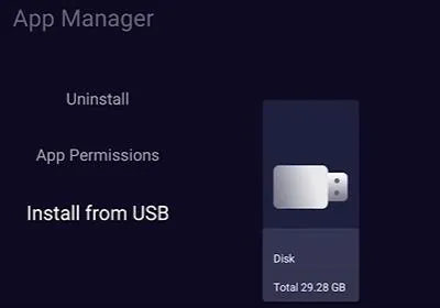 Busque el USB en «Configuración» o «Apps»