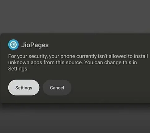 Permitir la instalación de la aplicación JioPages